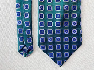 Новый с Ярлыками винтажный ретро Nautica шеи галстук 100% шелк геометрический принт широкий бирюзовый синий новый из старых запасов - Изображение 1 из 4