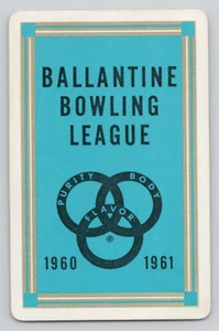 Tarjeta intercambiable Ballantine Bowling League tarjeta de juego As de palos azul 1960-1961 - Imagen 1 de 2