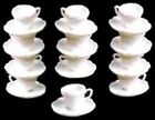 Dollhouse Miniature 1:12 Scale Chrysnbon 12 Cups and Saucers in White