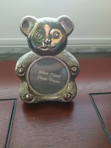 Vintage VERSILBERTER Bär Bilderrahmen mit Ständer - Bild 1 von 4