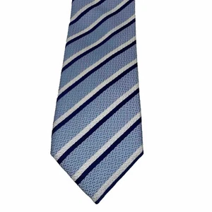 Eredi Pisano Silk Tie Blue White Striped Neck Tie Italy 3.5” X 60” Textured - Picture 1 of 7