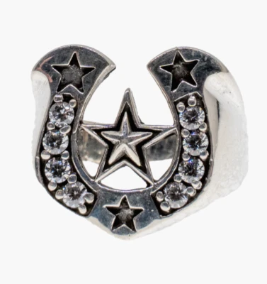 Ferro Stella Anello .925 Argento Sterling Lab-Created Zircone Cubico Gotico - Immagine 1 di 3