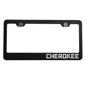 Marco de matrícula negro mate plateado CHEROKEE, tapa de rosca de metal grabado con láser - Imagen 1 de 8