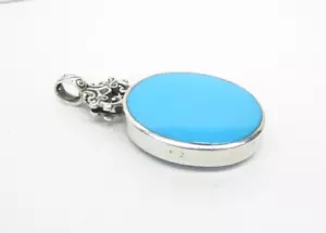 Sterling Silver Fob Pendant Large Blue Turquoise 925 18g with Gift box - Picture 1 of 7