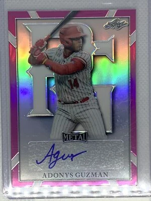 2021 LEAF PERFECT GAME METAL PINK REFRACTOR ADONYS GUZMAN AUTO #12/20 - Image 1 of 2