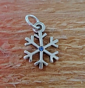 Dije de Navidad de plata esterlina 16x12 mm copo de nieve azul cristal - Imagen 1 de 3