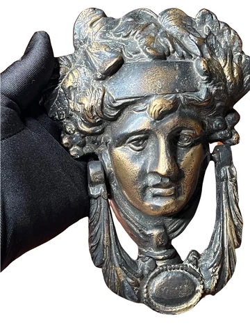 Collectible Vintage Metal Door Knocker in the form of Apollo, the Greek Sun God Cover