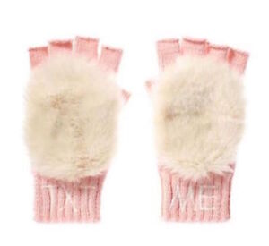 Juicy Couture Girl Mittens Text Me Pom Poms Fingerless Knit Gloves Pink New