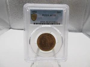 1893 PCGS AU58, Coronet Head , $10 Gold Eagle - Picture 1 of 7