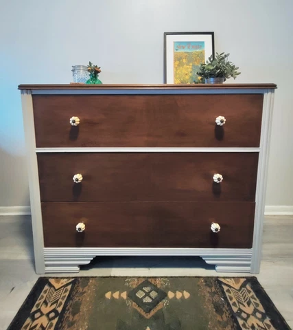 Refinished Biege Waterfall Style Dresser! Cover