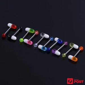 10PCS Assorted Colourful Pill Tongue Bar Ring Piercing Body Jewellery - Picture 1 of 5