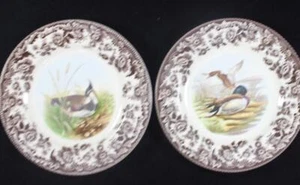 Spode Woodland Set of Two Salad Plates Mixed Designs Mallard and Lapwing - Picture 1 of 5