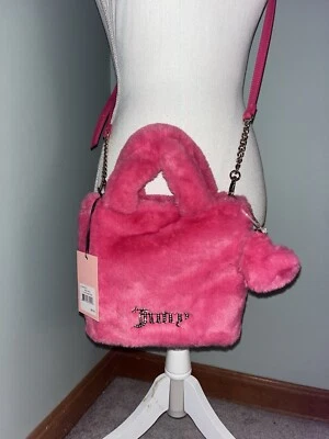NWT Juicy Couture Free Love FLUFFY Tote Crossbody w/Heart Charm Bag Holiday GIFT - Image 1 of 3