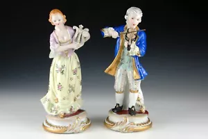 Pair of porcelain figurines, musicians couple. After models from Sèvres. - Picture 1 of 4