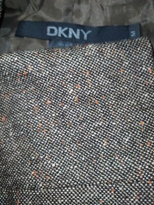DKNY M 40 Fleck Brown Orange cashmere Wool Tweed Blazer Coat Jacket Summer Thin - Image 1 of 4