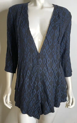 Blazer Alberto Makali Chaqueta Geométrica Tejida Negra y Azul L Patrón Diamante Foto 1 de 4