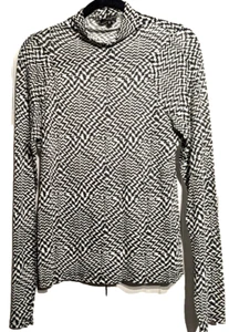 Rag & Bone Shaw Paneled Turtleneck Black/White Geometric Women Sz XL Modal/Cottn - Picture 1 of 15