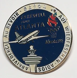 Olympic Pin 1996 Farwell from Atlanta~AUF WIEDFSEHEN ADIOS ARRIVEDERCI AU REVOIR - Picture 1 of 7