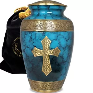 Love of Christ Blue Cremation Urn, Cremation Urns Adult, Urns for Human Ashes - Picture 1 of 10