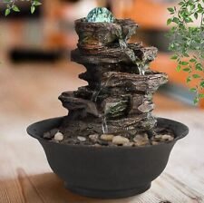 Waterfall and LED Lights Table Top Home Decoration Fountain with Cascading Rock