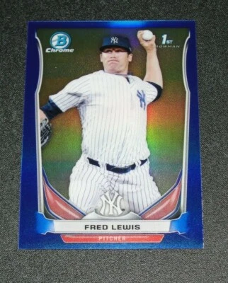 2014 Bowman Chrome FRED LEWIS #44 Mini Blue Refractor RC/20 New York YANKEES - Image 1 of 2