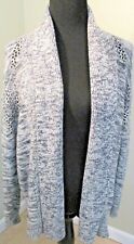 Wendy Bellissimo B&W LS Marbled OpenFront Cardigan Zipper Back Size M Womens EUC