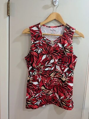 NWT Coral Bay Petite (PM) Florida Tank Top Primarily Red Floral Print Ladies - Image 1 of 4