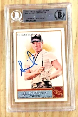 2011 TOPPS ALLEN & GINTER ANNIKA SORENSTAM SIGNED GOLF CARD BGS AUTOGRAPH LPGA - Image 1 of 2