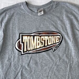 Y2K Vans Warped 2000 Tour Tombstone Pizza T Shirt Slim XL Vtg Gray Skater Grunge