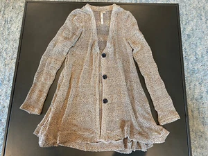 Comodo cardigan USA marrone chiaro nero a maniche lunghe topper S - Foto 1 di 3