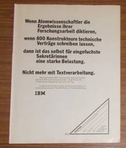 Seltene Werbung IBM Textverarbeitung - Atomwissenschaftler & Konstrukteure 1968 - Picture 1 of 1