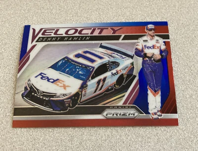 2019 Panini Prizm Racing Velocity Red White Blue Prizm #72 Denny Hamlin - Image 1 of 2