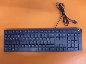 Genuine Dell Spanish USB Wired Keyboard KB216 Black F2JV2 - Picture 1 of 3