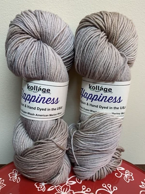Lot of 2 Kollage Happiness Worsted 100% Merino Wool DK 100g Hank -  Aspen 8308d - Image 1 of 4