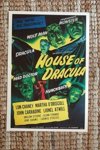 1945 MOVIE HOUSE OF DRACULA LOBBY CARD POSTER REPRODUCTION 45/376 - Picture 1 of 2