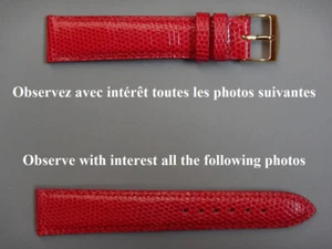 18 mm BRACELET EN LEZARD VÉRITABLE ROUGE TRES BELLE QUALITÉ FRANCAISE - Picture 1 of 16