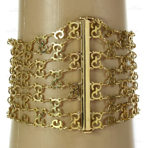 Bracciale GUCCI 7 fili logo g oro giallo 18 kt catena maglia larga