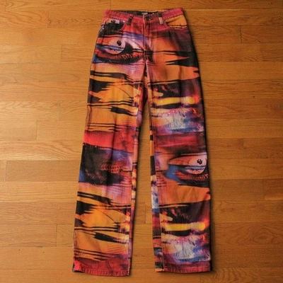 Pantalones de mezclilla para mujer Jaded London con estampado de ojos de oráculo calce holgado W24 fiesta Foto 1 de 4