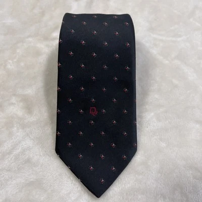 Corbata Christian Dior de poliéster y seda para hombre EE. UU. negra con lunares rojos/grises Foto 1 de 4