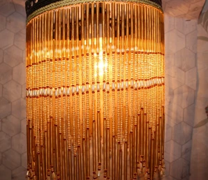 Colgante de techo estilo Art Deco gota de 10" con flecos de latón vintage con cuentas - Imagen 1 de 12