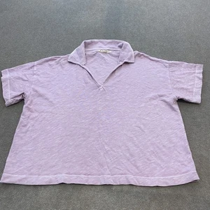 Marine Layer Shirt Womens Medium Purple Collared Casual Cropped Pullover Cotton - Picture 1 of 9