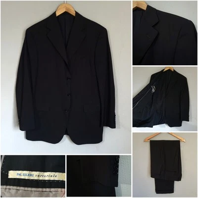 Pal Zileri Sartoriale Tailored 2-piece Wool Suit 42/44 Reg Black Silk Lined MINT - Image 1 of 4