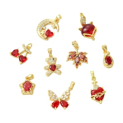 9 piezas Estrella Oro Lágrima Oso Dije Zorro Rojo Colgante para Pendiente Collar Joyería Foto 1 de 4