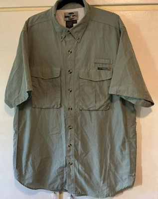 ExOfficio Shirt Mens XL Green Short Sleeve Hiking Fishing Utility Pockets - Image 1 of 4