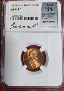 1983 Lincoln Cent Double Die Reverse NGC Graded MS 66 - Picture 1 of 2