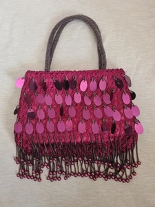 Red Maroon Beaded Small Hand Bag - Picture 1 of 3