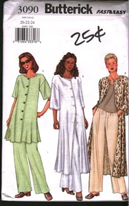 3090 Vintage Butterick Sewing Pattern Misses Tunic Pants UNCUT 20 - 24 Very Easy - Picture 1 of 2
