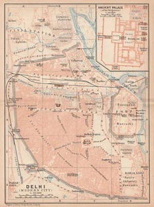 DEHLI 1914 INDIA ANTIQUE ORIGINAL MAP CITY PLAN - Picture 1 of 7