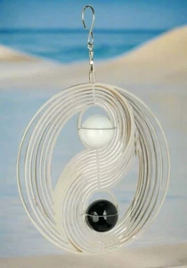 Yin-Yang Cosmo Wind Spinner - Mirror-Finished Stainless Steel with Glass Balls - Picture 1 of 1