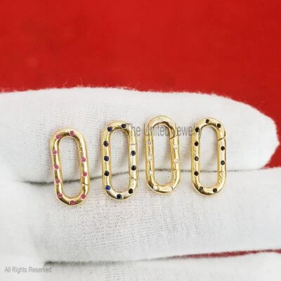 Soporte de dije multisafiro de oro de 14K, bloqueo potenciador de 14K, bloqueo de empuje de oro de 14K Foto 1 de 4